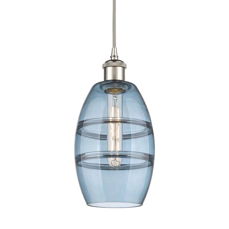 Innovations Lighting 516-1P-9-6 Vaz Pendant Vaz 6" Wide Mini Pendant - Polished Nickel / Princess Blue