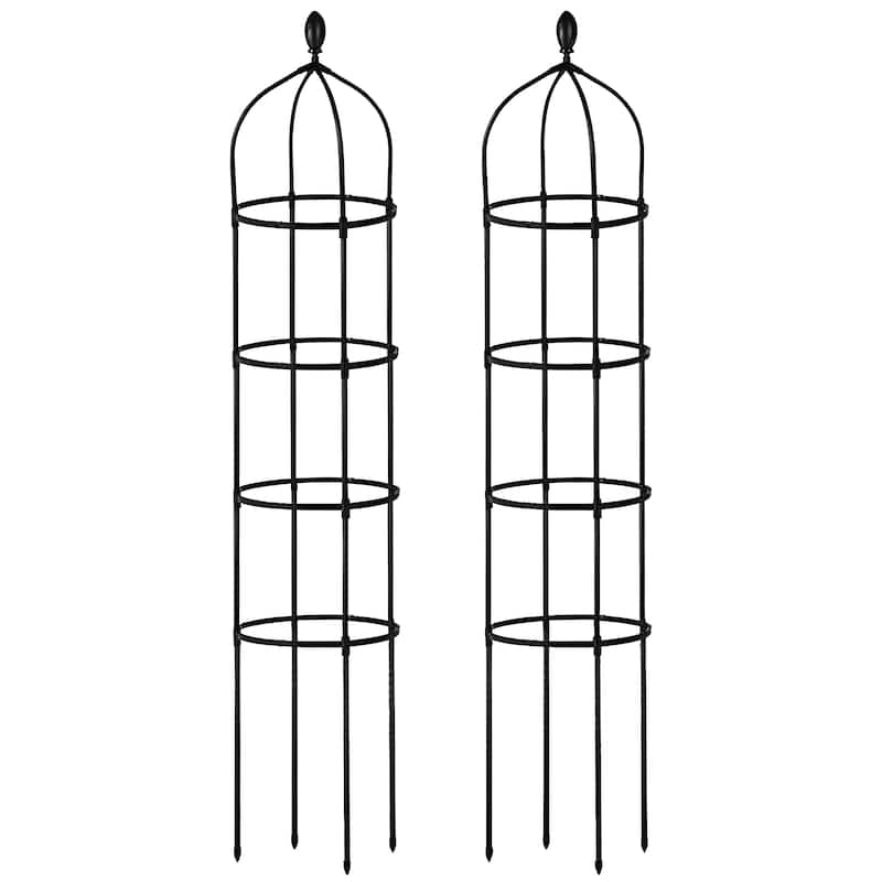 2 Packs Rustproof Garden Obelisk Trellis For Climbing Plants Tower Support - 12.59”L x 12.59”W x 70.86”H - Black