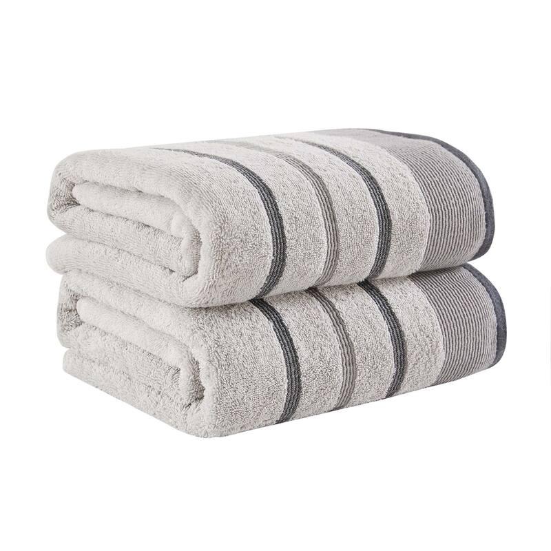 Linery & Co. Luxury Cotton Decorative Towel Set. - Bath Sheet (Pack of 2) - Light Grey / Mid Grey / Dark Grey.