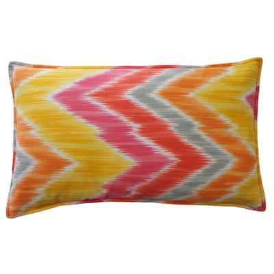 Jiti Outdoor Waterproof Sunbrella Multicolor Modern & Contemporary Chevron Zig Zag Rectangle Lumbar Pillows 12 x 20