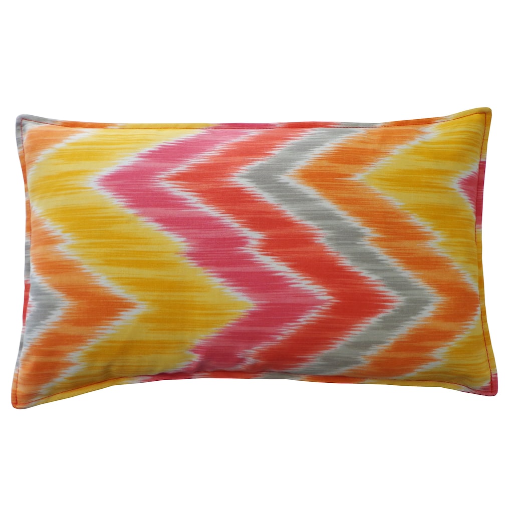 Jiti Outdoor Waterproof Sunbrella Multicolor Modern & Contemporary Chevron Zig Zag Rectangle Lumbar Pillows 12 x 20