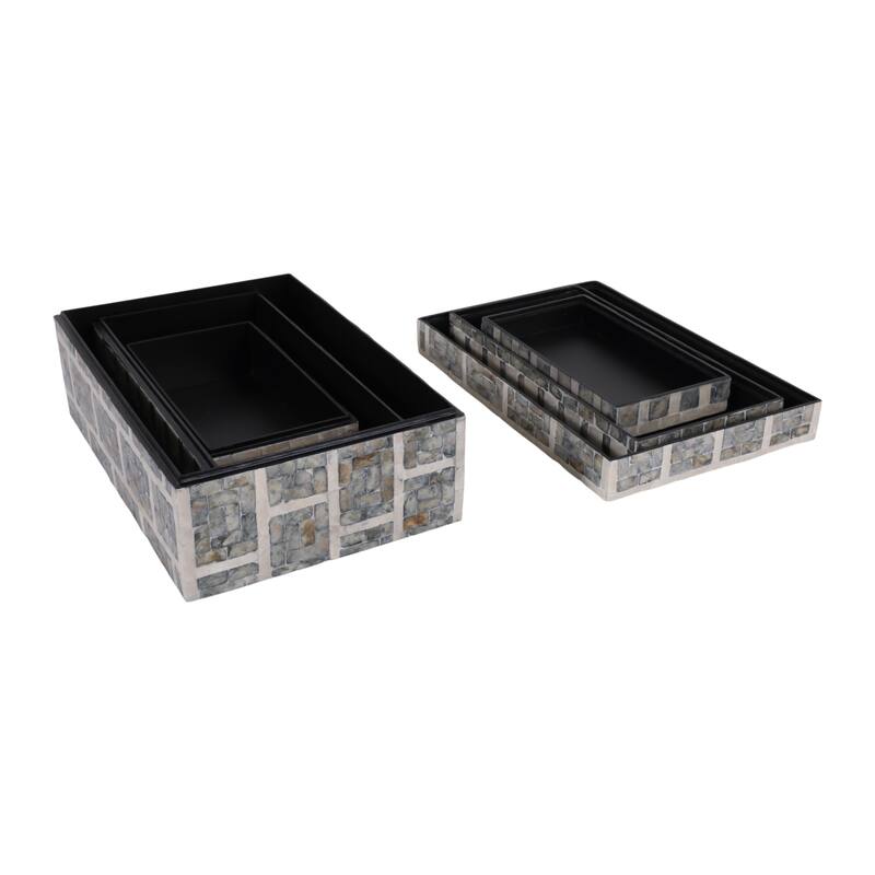 Decorative Storage Box with Geometric Pattern - Set of 3, 12",11",8" - 12.0"
