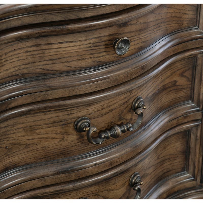 Nightstand of 3 Drawers Brown Oak Finish 1pc