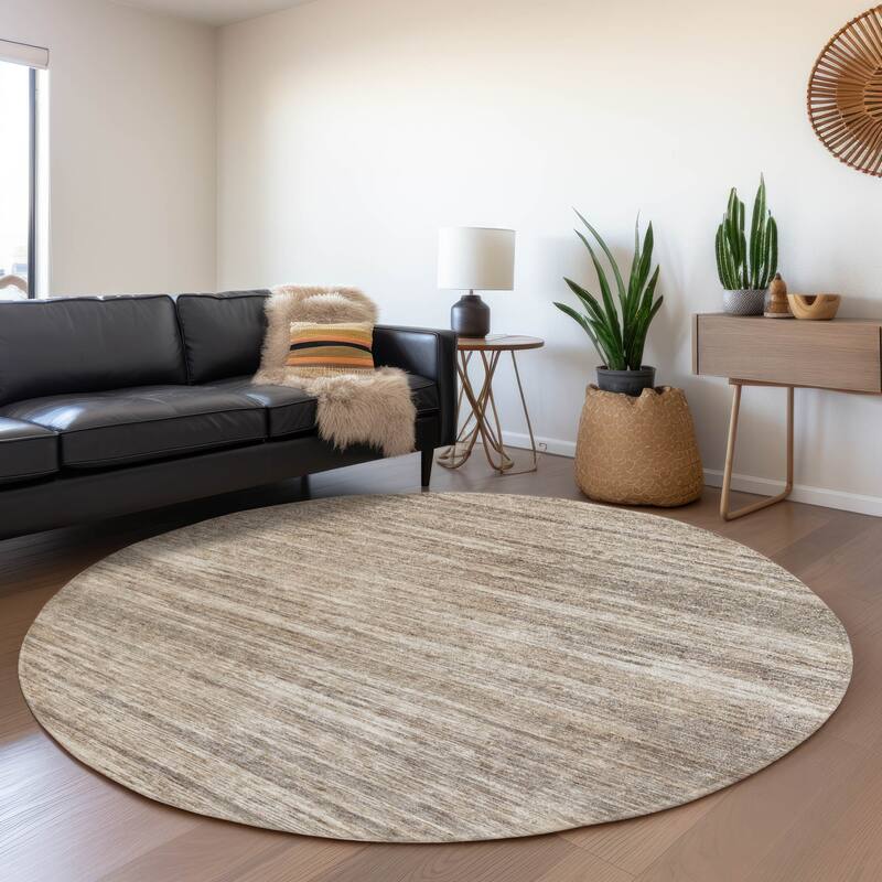 Premium Washable Super Soft Ombre Stripes Mayfield Rug - Taupe - 8' x 8'