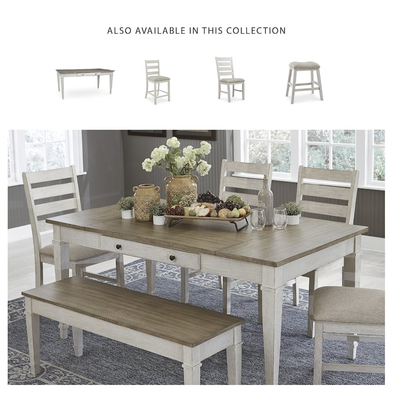 Skempton Casual Rectangular Dining Room Table with Storage, White/Light Brown