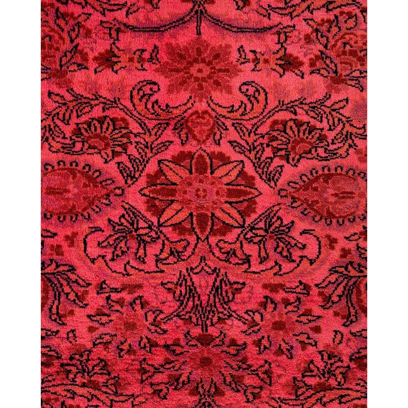 Overton Hand Knotted Wool Vintage Inspired Modern Contemporary Overdyed Pink Area Rug - 6' 2" x 12' 1"
