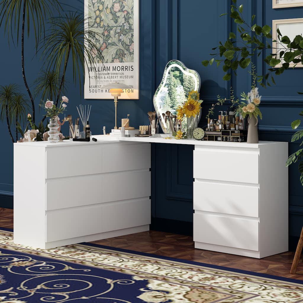 Makeup Table Chic Vanity Dresser Combo: Spacious Multi-Drawer Design