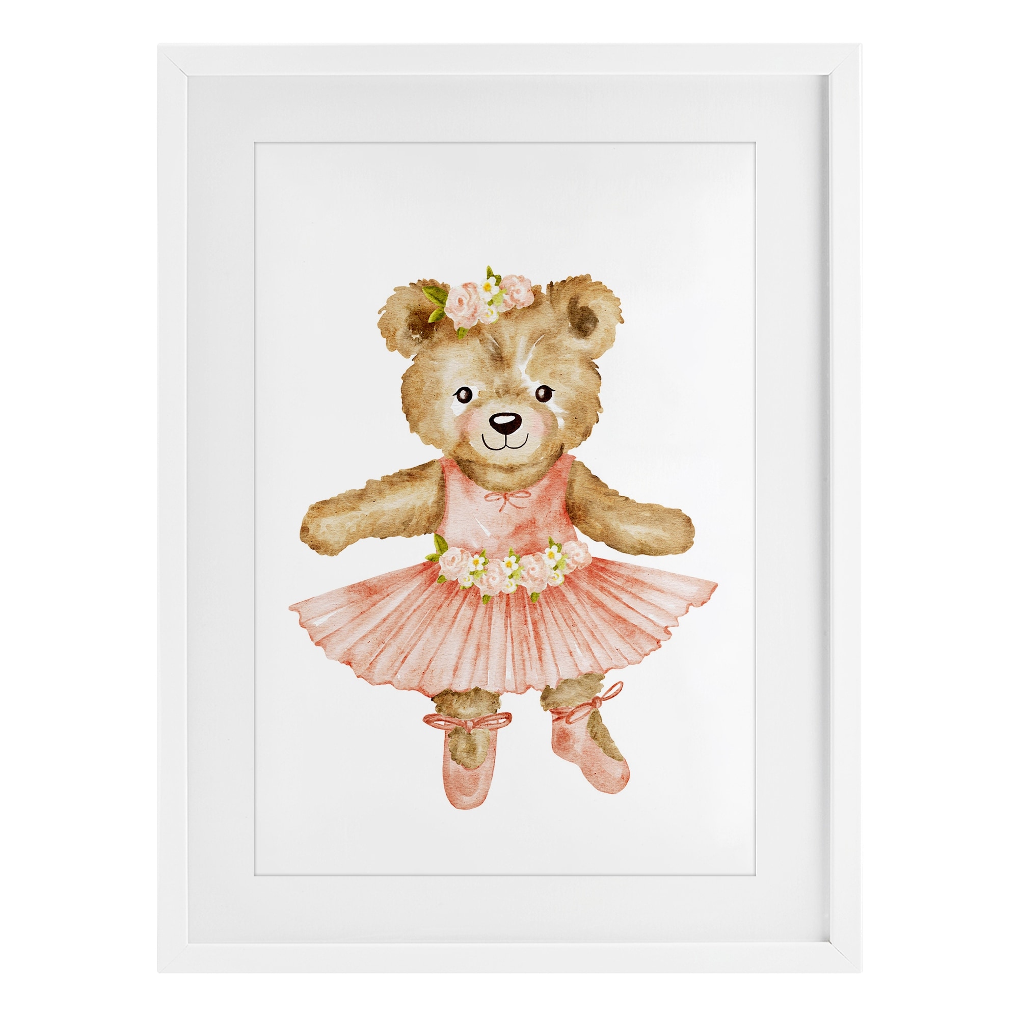 Stupell Floral Ballerina Teddy Bear Under Glass Framed Design By Amy Hall