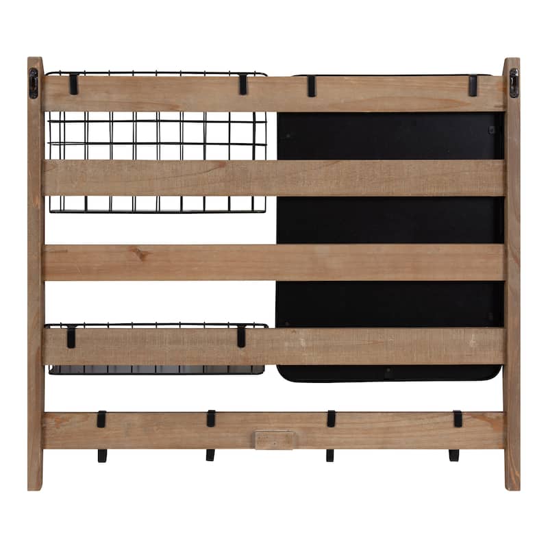 Kate and Laurel Tanner Wall Organizer with Mirror and Hooks