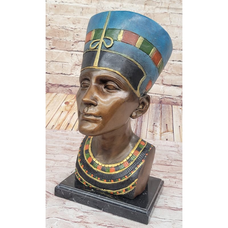 Nefertiti Collectible Bronze Sculpture Egypt Art Bust Art Nouveau Marble Figure