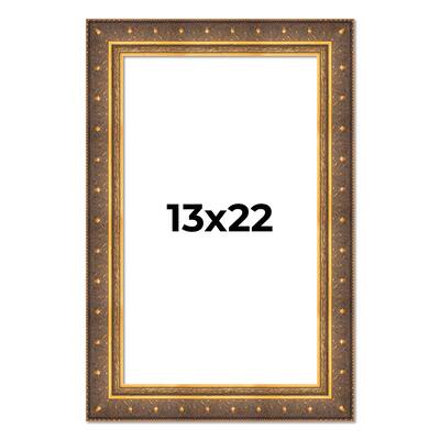 13x22 Frame Vintage Gold Solid Wood Picture Frame | 2.5 Inch Moulding