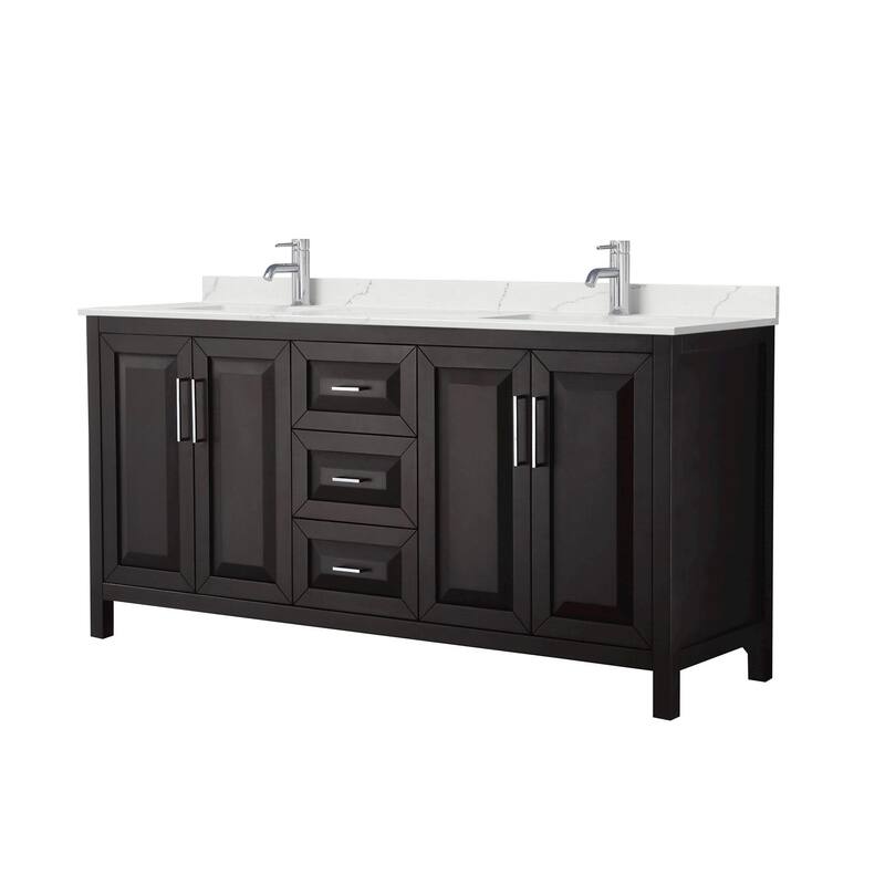 Wyndham Collection WCV252572D-QTZ-UNSMXX Daria 72" Free Standing - Dark Espresso / Giotto Quartz Top / Polished