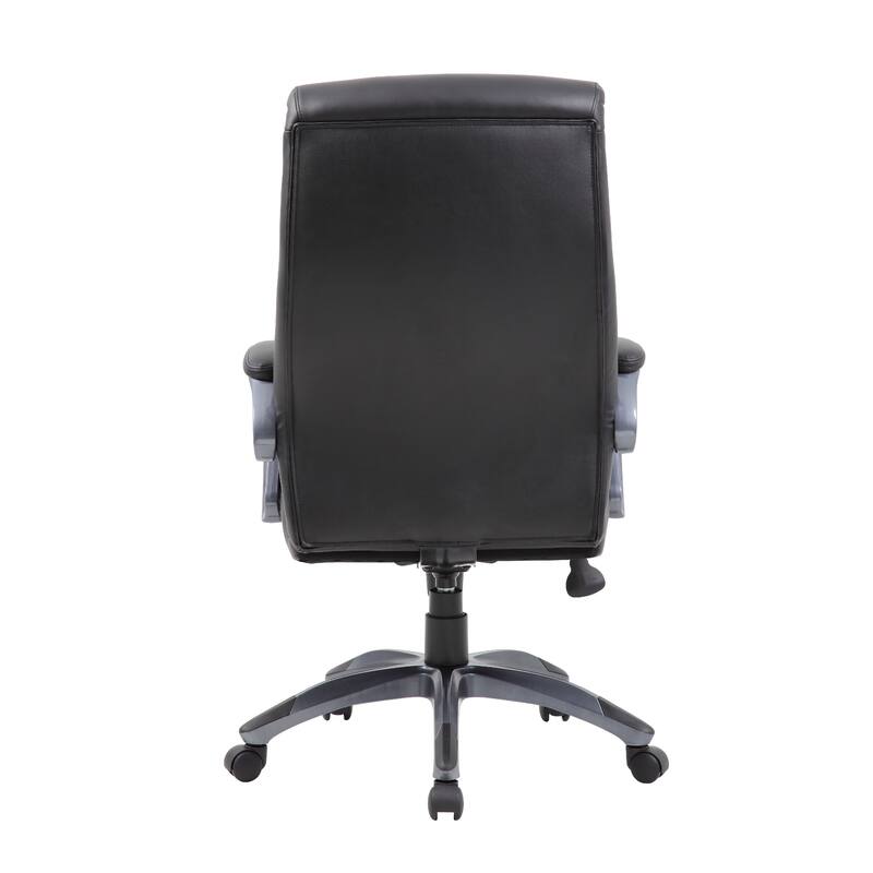 Sian Rolling Executive Chair with Dark Gray Finish, Black Faux Leather