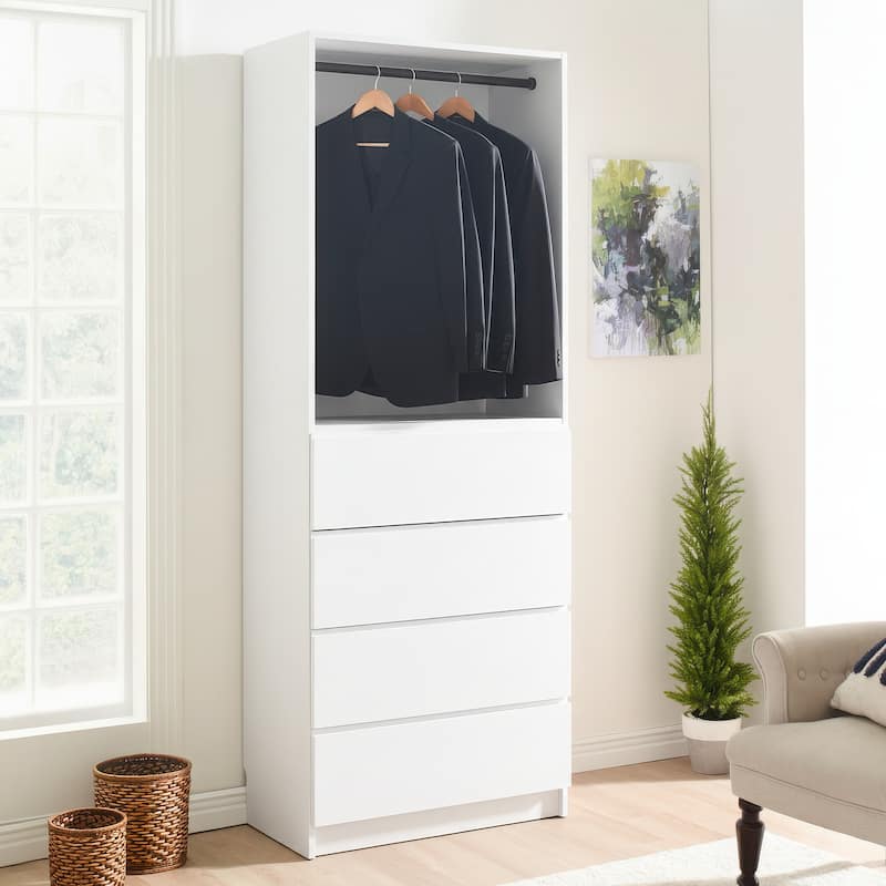 Prosper 32" White Wood Walk-in Closet with Two Rods - 31.4"W x 15.7"D x 83" H