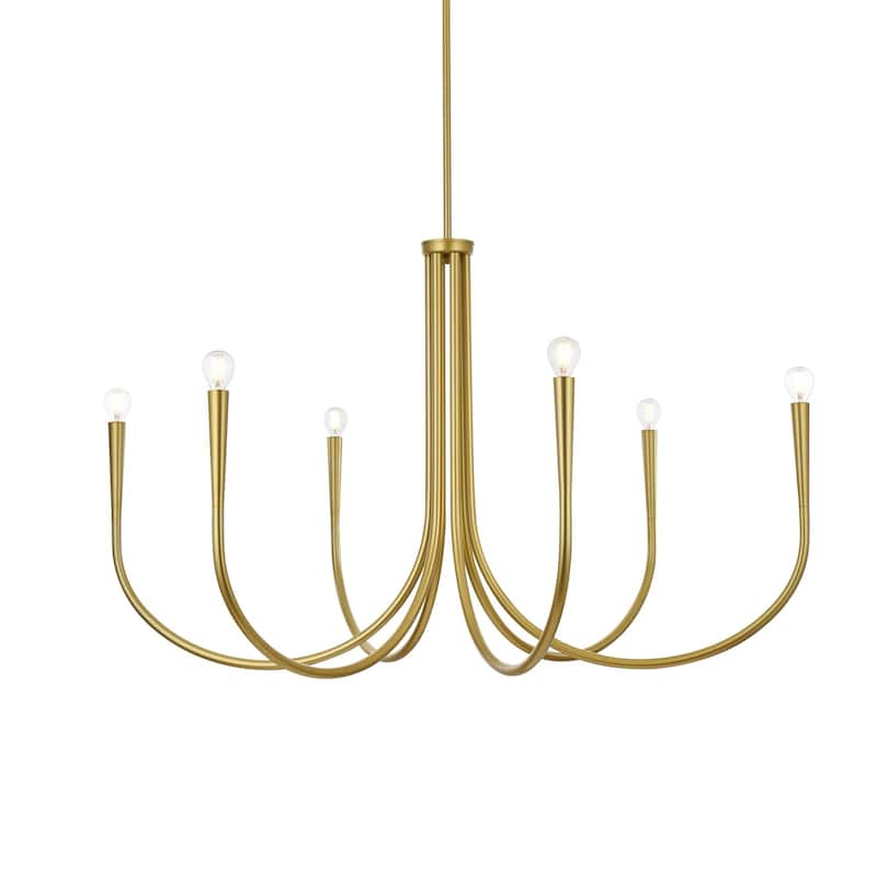 Elegant Lighting LD722D42 Layne 6 Light 42" Wide Taper Candle Style - Brass