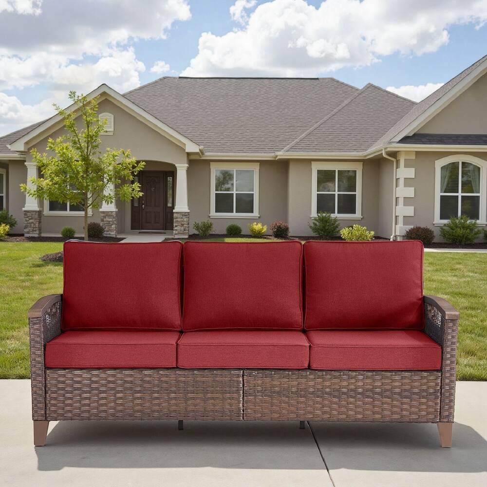 Pocassy Outdoor Brown Wicker Funitre with Cushion Set
