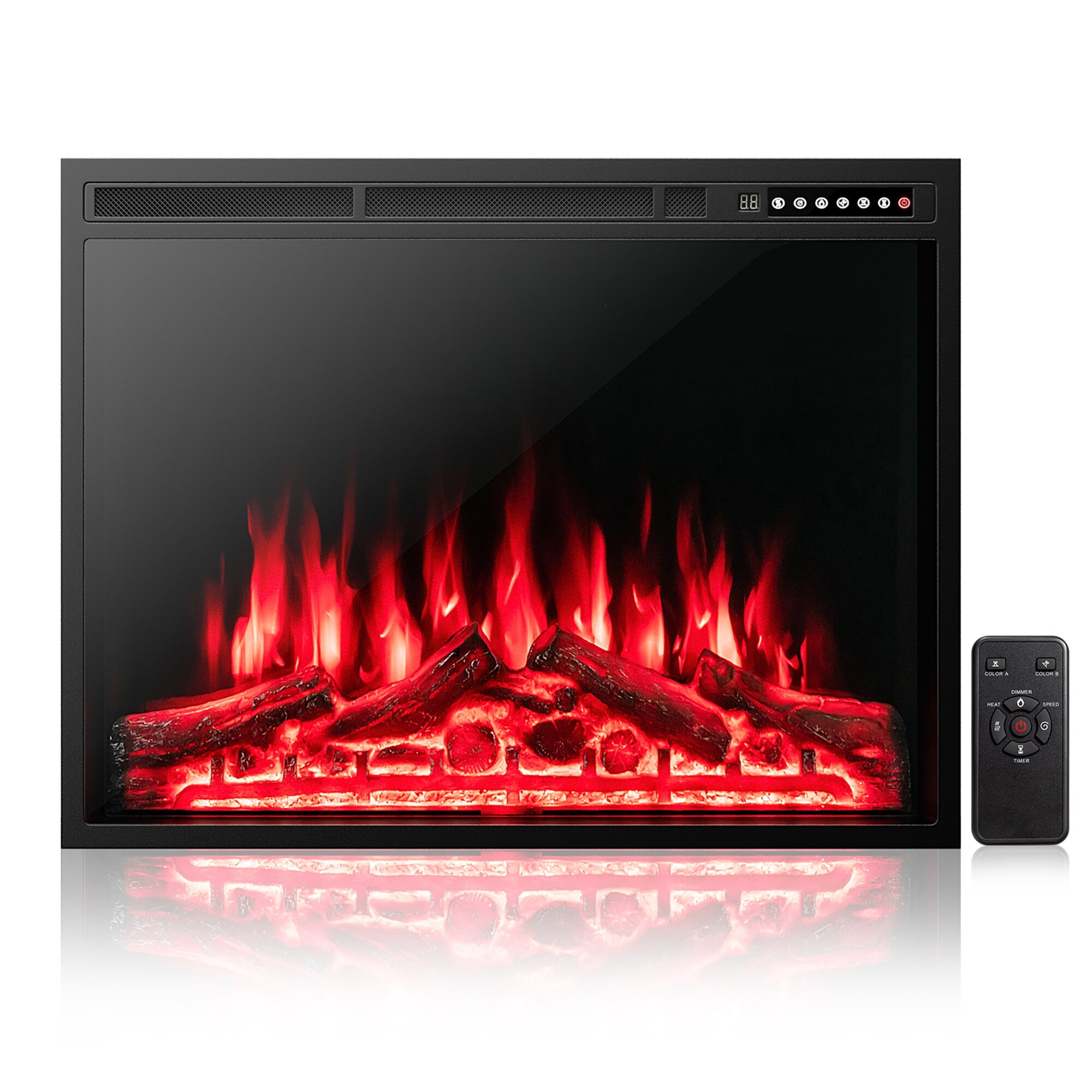 Costway 3437Electric Fireplace Insert Heater Log Flame Effect with