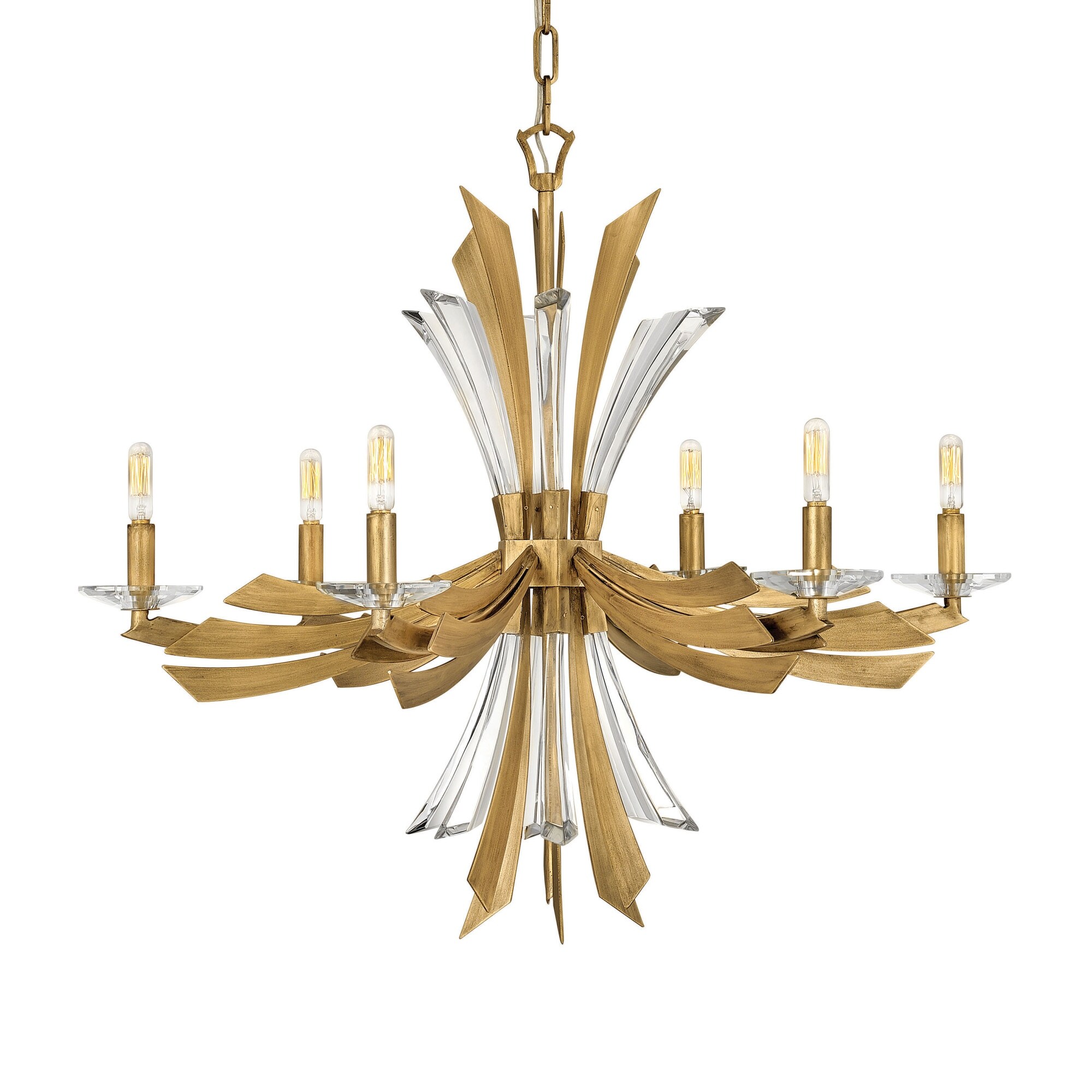 Fredrick Ramond FR40908  Vida 6 Light 29" Wide Abstract Chandelier (Burnished Gold - Single) - Chandeliers For Bedrooms by Overstock.com