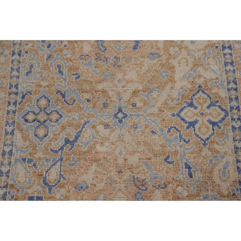 Hand Knotted Oriental 100% Wool Carpet Transitional Geometric Oranges & Rust Oushak Area Rug - 3' 11'' X 2' 11''