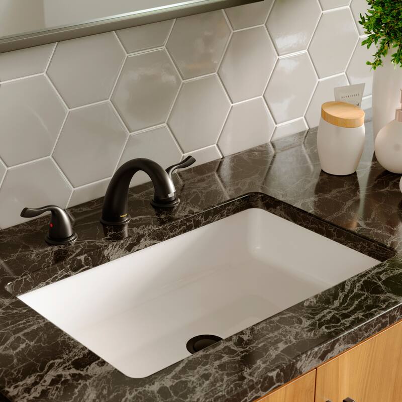 Karran Fulham Three Hole Two Handle Widespread Bathroom Faucet with Matching Pop-up Drain