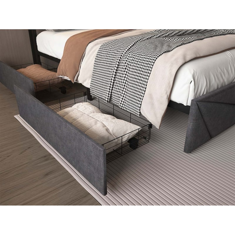 Versatile Bed with Storage and LED Lights for Dreamy Sleep