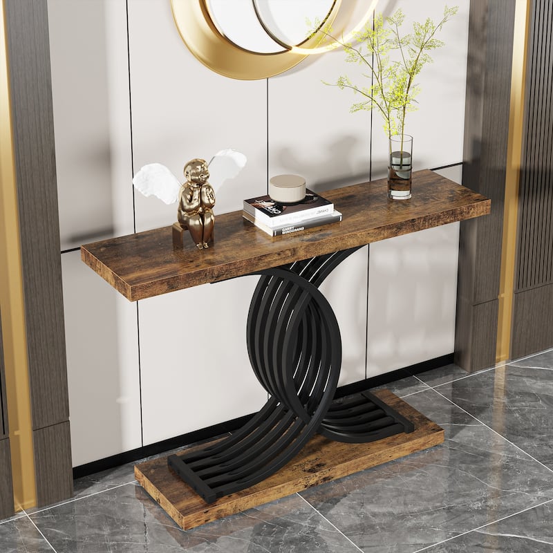 40" Modern Console Table, Faux Marble Entryway Hallway Table for Foyer