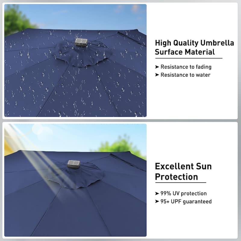 Ainfox 10ft Patio Umbrella with Lights Outdoor Solar Umbrella