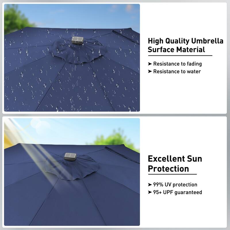 Autlaycil 10ft Solar LED lights Outdoor Patio Umbrella With Base