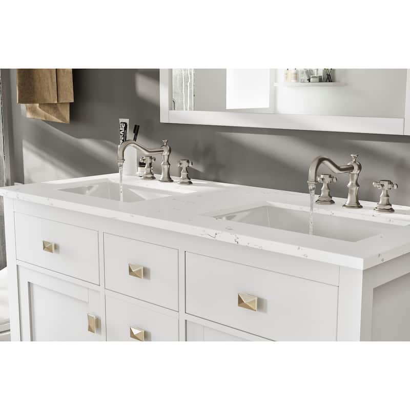 Artemis 44" White DS Bath Vanity with Carrara Style Man-Made Stone Top - 44