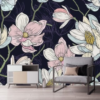 Dark Purple Wallpaper with Flowers Peel and Stick and Prepasted - Bed ...