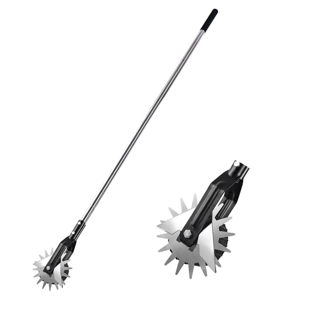 Wheel Rotary Edger, Rotary Shear, Sidewalk Manual Lawn Edger, Strong 3 Sections Stainless Steel Handle with Cushion Grip