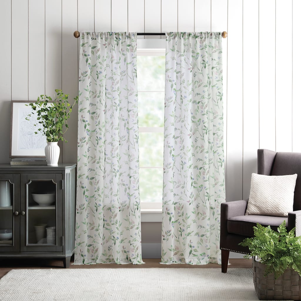Martha Stewart Kensington Garden Print Poletop Curtain Panel Pair
