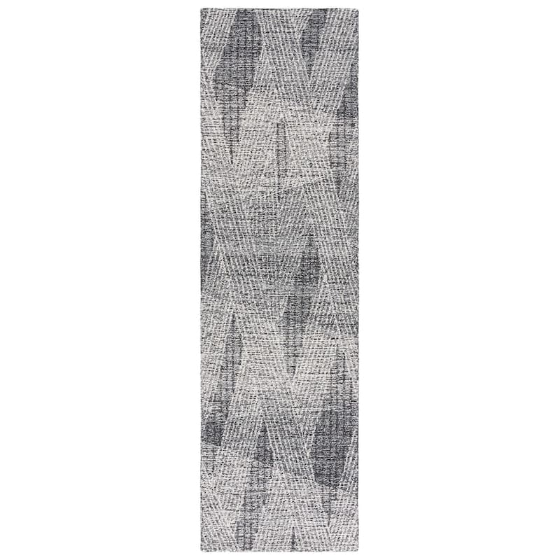 SAFAVIEH Handmade Abstract Zarina Geometric Wool Rug - 2'3" x 8' Runner - Ivory/Charcoal