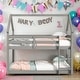 preview thumbnail 1 of 7, Twin over Twin Loft Bed with Roof Design, Guardrail and Ladder, Grey Grey