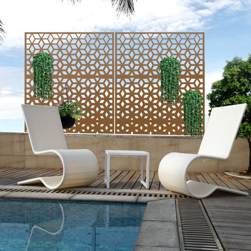 Metal Privacy Screen Wall Decoration Free Standing-6.3 ft. H X 4 ft. W