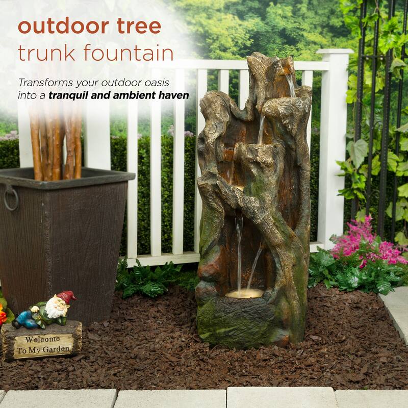 Tree Trunk Fountain with Lights