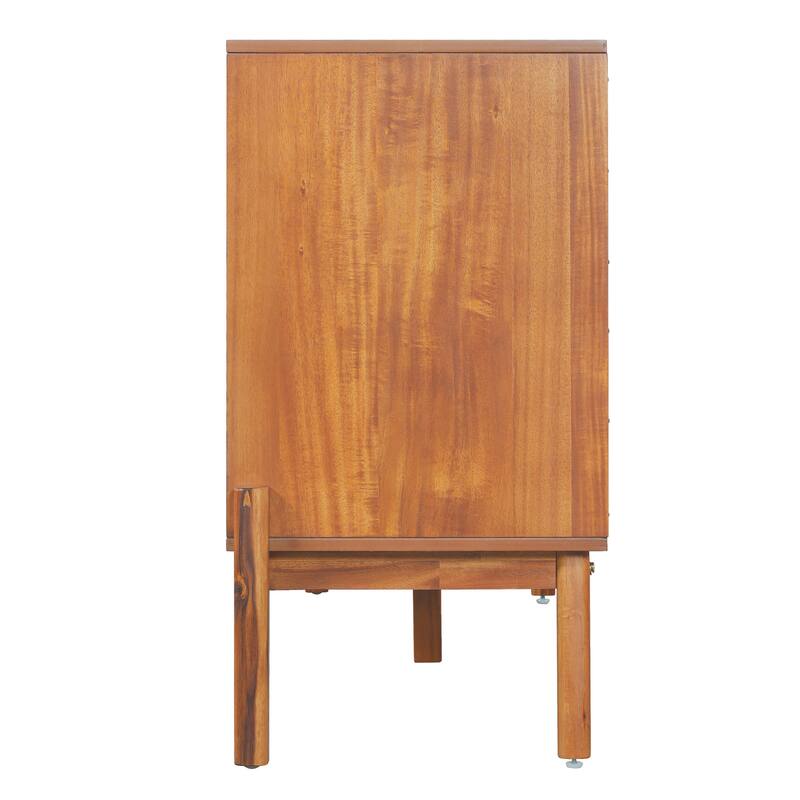 Vintage Sideboard Buffet Cabinet, 34.2" H 4-Door Storage Cabinet with Metal Handles, Brown Finish for Dining Room or Living Room