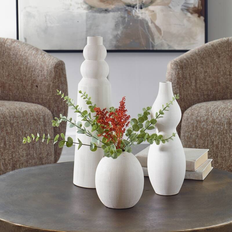 Curvy Ceramic Vases - 19" - Set of 3