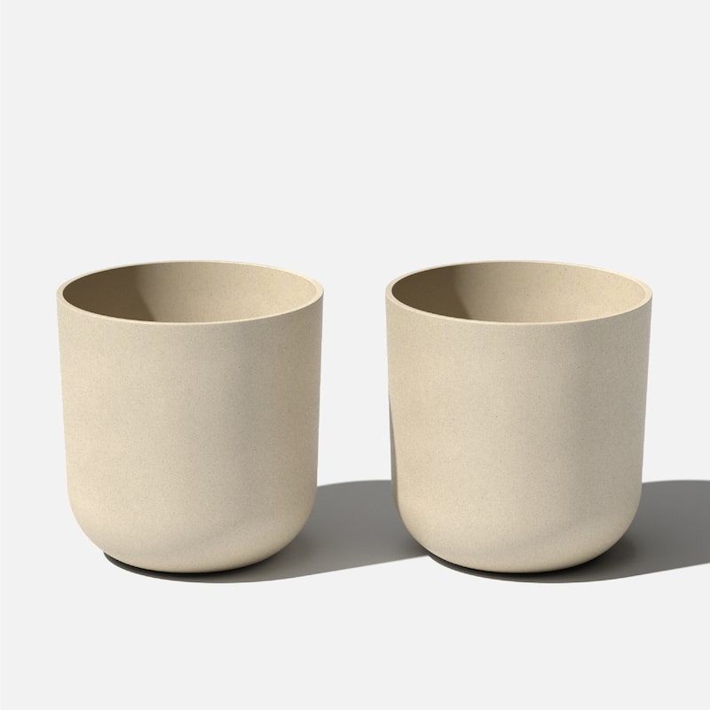 Pure Series Kona Modern Round Planter - 15 inches - 2 Pack - Sand