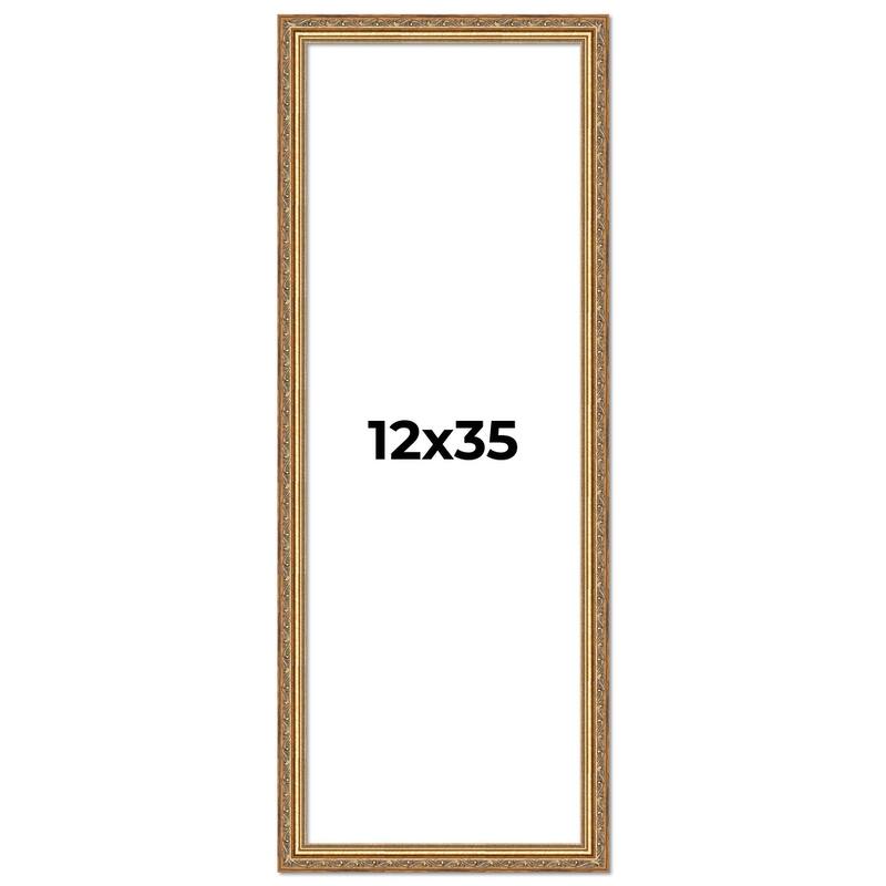 12x35 Frame Red Solid Wood Picture Frame Width 1.75 Inches | Interior Frame Depth 1 13/16 Inches
