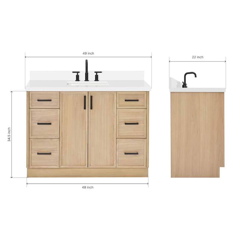 Ariel K49WQRVO Kelly 49" Free Standing Single Basin Vanity Set with