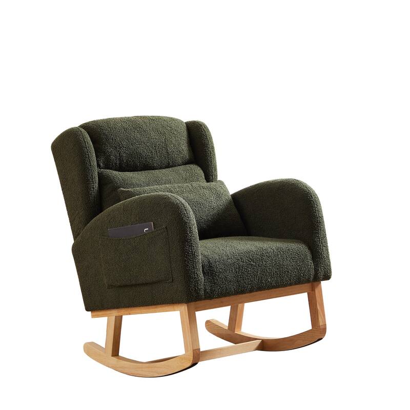 27.2"W Modern Accent High Backrest Living Room Lounge Arm Rocking Chair, Two Side Pocket