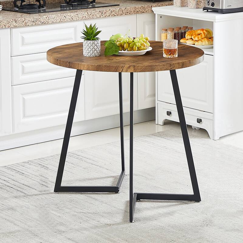 VECELO Round Dining Table, Metal Frame Dining Chairs, Modern Dining Table and Chairs Set for 2-4 People, 3 Options