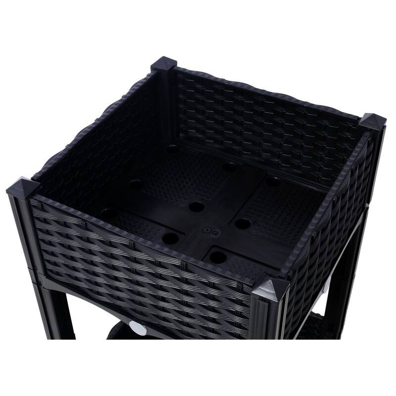 Modern Minimalist Garden Bed with Drainage Plug Raised Bottom Drainage Holes, for Vegetable Flower Herb Outdoor - 8' x 10'