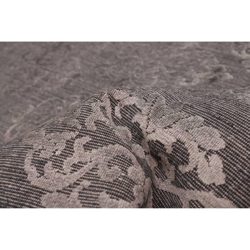 ECARPETGALLERY Hand Loomed Elysian Dark Grey Viscose, Wool Rug - 6'7 x 10'0