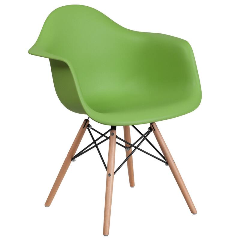 Plastic Chair with Arms and Wooden Legs