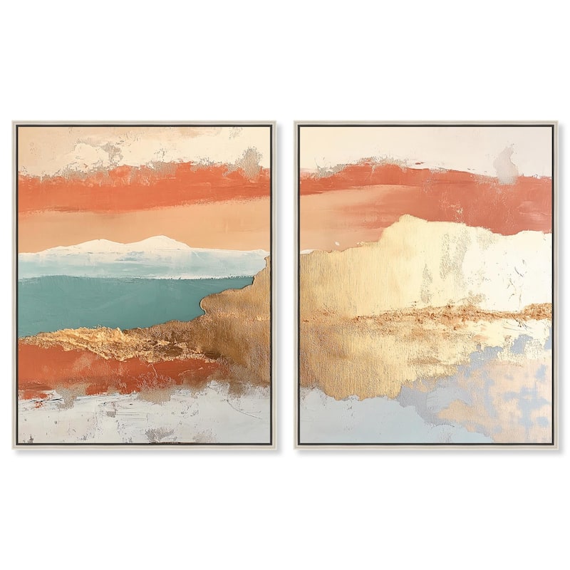 Earthy Glow I Canvas Set of 2 by Art Remedy - 16" x 20" - Silver