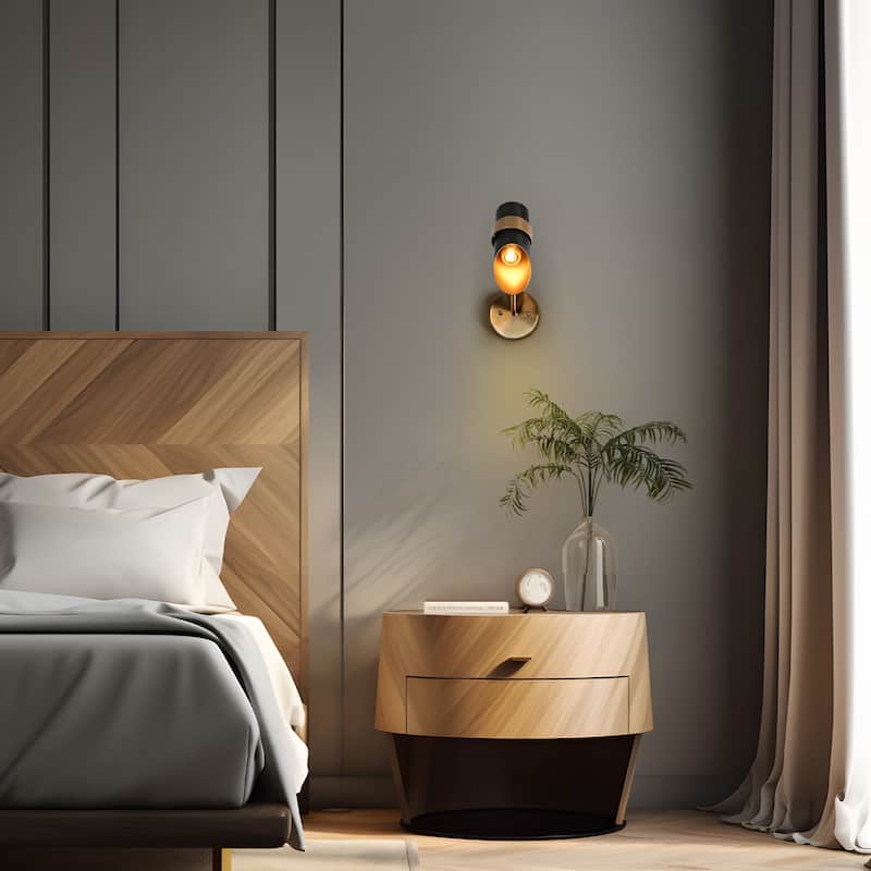 Modern Black 1-Light Swing Arm Light Hardwired or Plug-in Wall Sconces Lamps