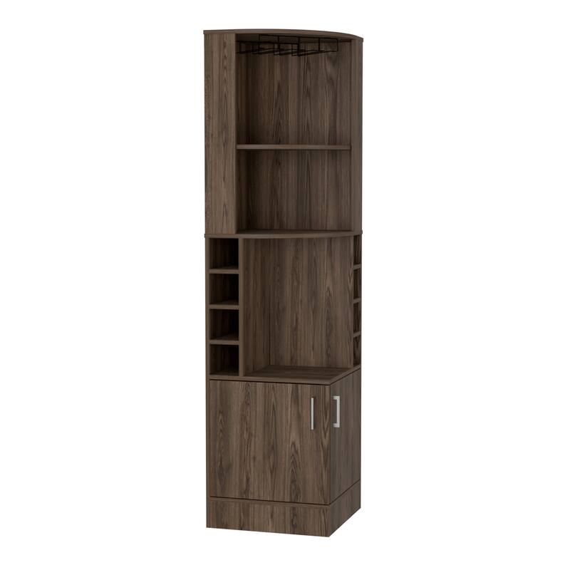 TUHOME Syrah Corner Bar Cabinet with 2-Doors and 8 Cubbies - N/A - Walnut