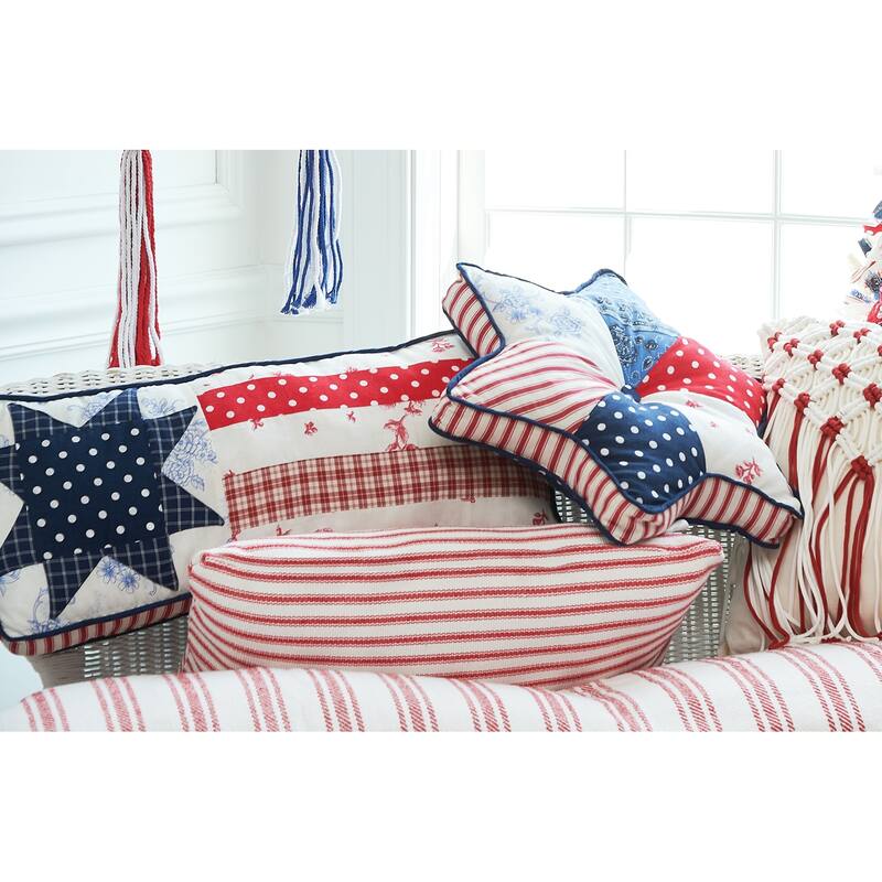 Quilted Star July Fourth 10" x 24" Throw Pillow